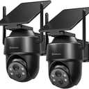 GALAYOU 2K Cameras for Home Security-2.4G WiFi Outdoor Camera Wireless Solar/Battery Powered, 360 PTZ Color Night Vision, PIR Detection, SD/Cloud Storage, Waterproof, Work with Alexa, R1 2P Black