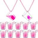 12 Pcs Bachelorette Shot Glasses Set, Bachelorette Party Favors Shot Cups, Funny Plastic Beaded Gifts Shot Glass for Bachelor Wedding Party Decorations (Non-Luminous, Pink)