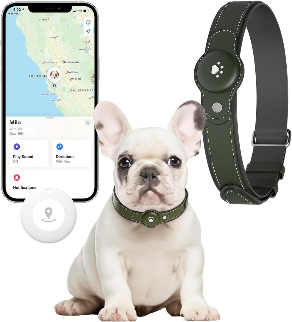 2-in-1 GPS Tracker for Dogs: Smart Pet Collar with Real-Time Tracking,No Monthly Fee/Subscription (iOS Only) Waterproof, Anti-Lost,365-Day Long Battery Life GPS Tracker Dog Collar(Tracker Included) (Green)