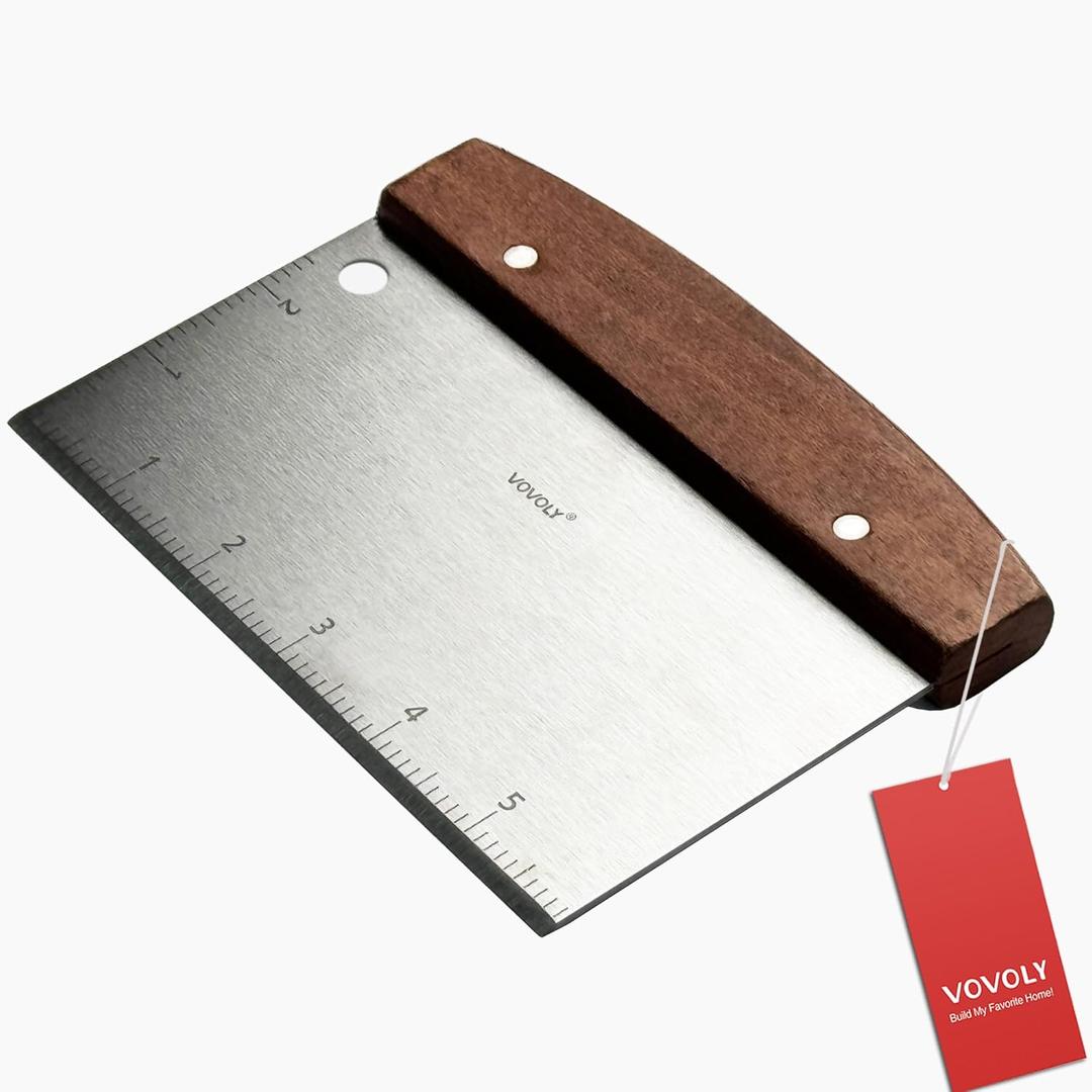 Vovoly Multipurpose Bench Scraper Kitchen Utensil for Flat Top Griddle, Dough Scraper Cutter for Bread and Pizza Cutter - Stainless Steel Metal Griddle Scraper Chopper
