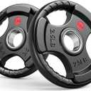 GIKPAL 2-inch Rubber Olympic Grip Weight Plates for Strength Training, Weightlifting in Home & Gym, Barbell Weights Plates Set (2.5/5/10/25/35/45 LB)