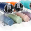 Stackable Water Bottle Organizer, SPOSPO Large Compartment Water Bottle Holder, 2 Tier Clear Water Bottle Organizer for Cabinet, Water Bottle Rack for Kitchen Organization and Storage - Hold 8 Bottles