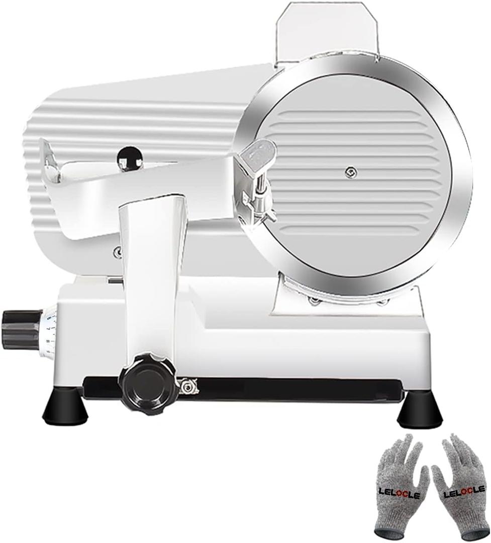 Meat Slicer 340WHome Use and for Commercial 10-inch Electric Food Slicer with Chromium-plated Steel Blade and Built-in Sharpening Stone Easy to Clean Adjustable Thickness Cuts Meat Bread and Cheese