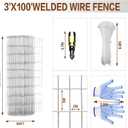 Tongmo 3 ft x 100 ft Galvanized Welded Wire Fence, 16GA Garden Chicken Wire Fence Roll, Mesh Size 2" x 4"Hardware Cloth, Ideal for Yard Protection and Poultry Netting