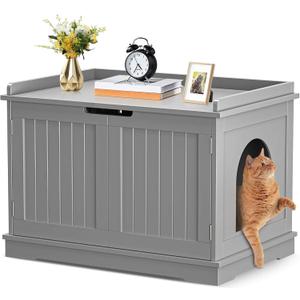 Pet Republic Hidden Cat Litter Box Enclosure - Cat Litter Box Furniture Table Nightstand (Grey)