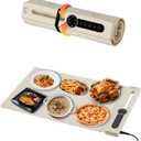 KokoSelene Food Warming Mat, Dual-Zone Heating Mat for Food with 7 Temp & Timer, 10s Fast Heat Flexible Silicone Warmer for Home, Parties, Buffet Serving (Cream-1 PCS)