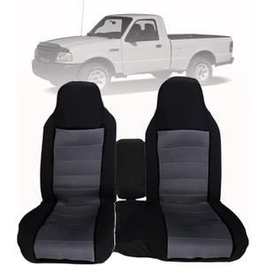 GXARTS 2Pcs 60/40 High Back Bench Seat Cover Black & Deep Gray Compatible with Ford Ranger 2004 2005 2006 2007 2008 2009 2010 2011 2012 (Without Console Cover)