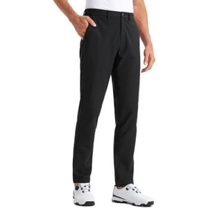 CRZ YOGA Men's All Day Comfy Golf Pants - 28"/30"/32"/34"/36" Quick Dry Lightweight Work Casual Trousers with Pockets (40W x 34L, Black)