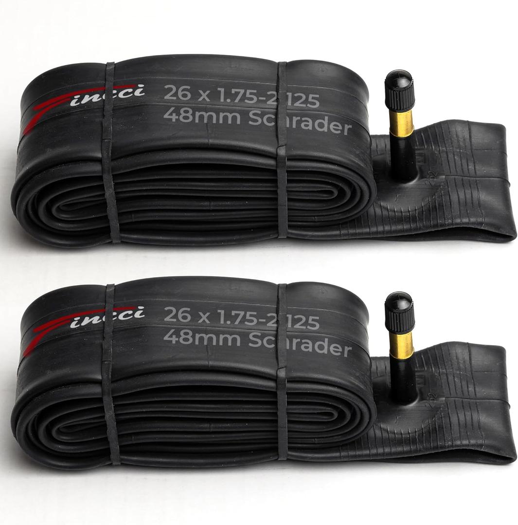 Fincci Pair Bike Inner Tube 26 x 1.75-2.125 Inch 48mm Schrader Valve Inner Tubes for Mountain MTB Bicycle - Compatible Sizes: 1.75/1.85 1.95/2.0/2.10/2.125