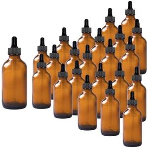 Easeen 24 Pack 4oz Amber Glass Dropper Bottles, Eye Dropper Bottles with Glass Droppers for Essential Oils, Perfumes(4oz, Amber)