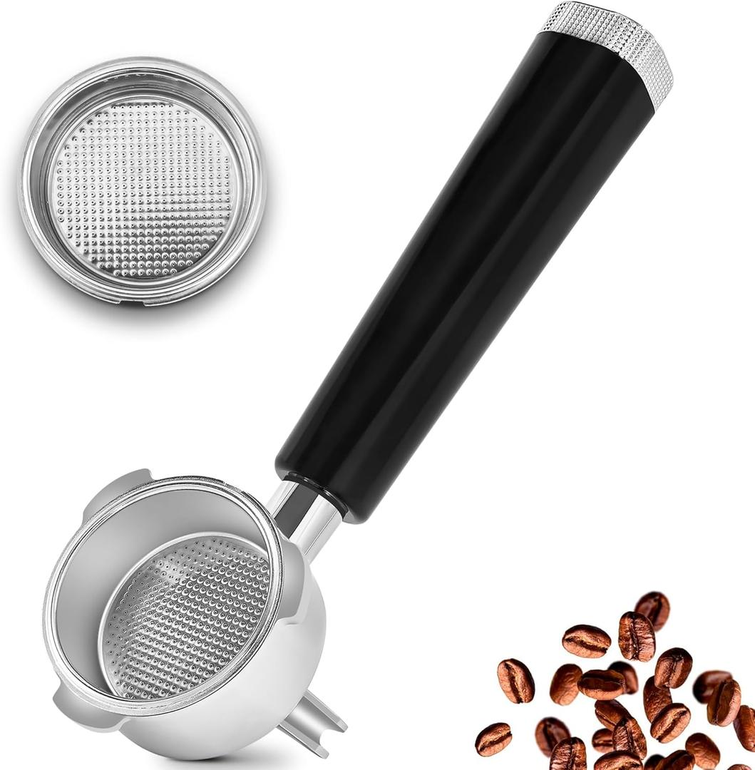 51MM Portafilter Double Spouts 3 Ears, 304 Stainless Steel Espresso Portafilter with 0.38MM Ultra-Fine Filter Blocks Grounds,Coffee Portafilter with Ergonomic Handle Fits Palm,Fits CASABREWS,De'Longhi