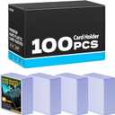 100 Count Card Sleeves Hard Plastic, Sooez 35PT Card Holder, 3" x 4" Baseball Card Protector, Rigid Card Case for Collectible Game Cards, Standard Size Trading Sports Football Cards