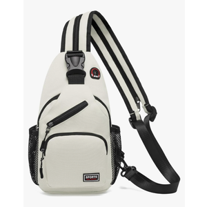 Convertible Sling Bag Crossbody Backpack, 7.9" Tablet Bags with Headphone Jack Shoulder Bag Casual Pack for Women Men Hiking Travel (White) S