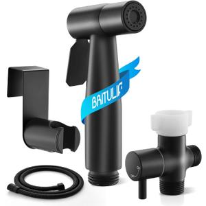 Black Handheld Bidet Sprayer for Toilet, Jet Sprayer for Toilet Muslim Shower, Adjustable Cloth Diaper Sprayer Bidets Attachment for Toilet, Bidet Hose for Feminine WashMatte Black
