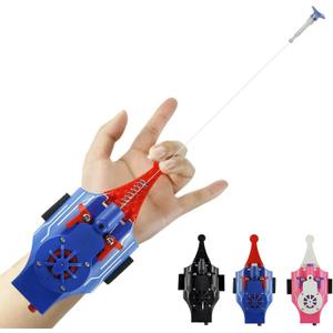 3 Colors Spider Web Shooter with Gloves, USB Charging Web Launcher with 8ft Range Instant Retract Sticky Webs and Suction Cups, Can Grab Small Objects (Blue)