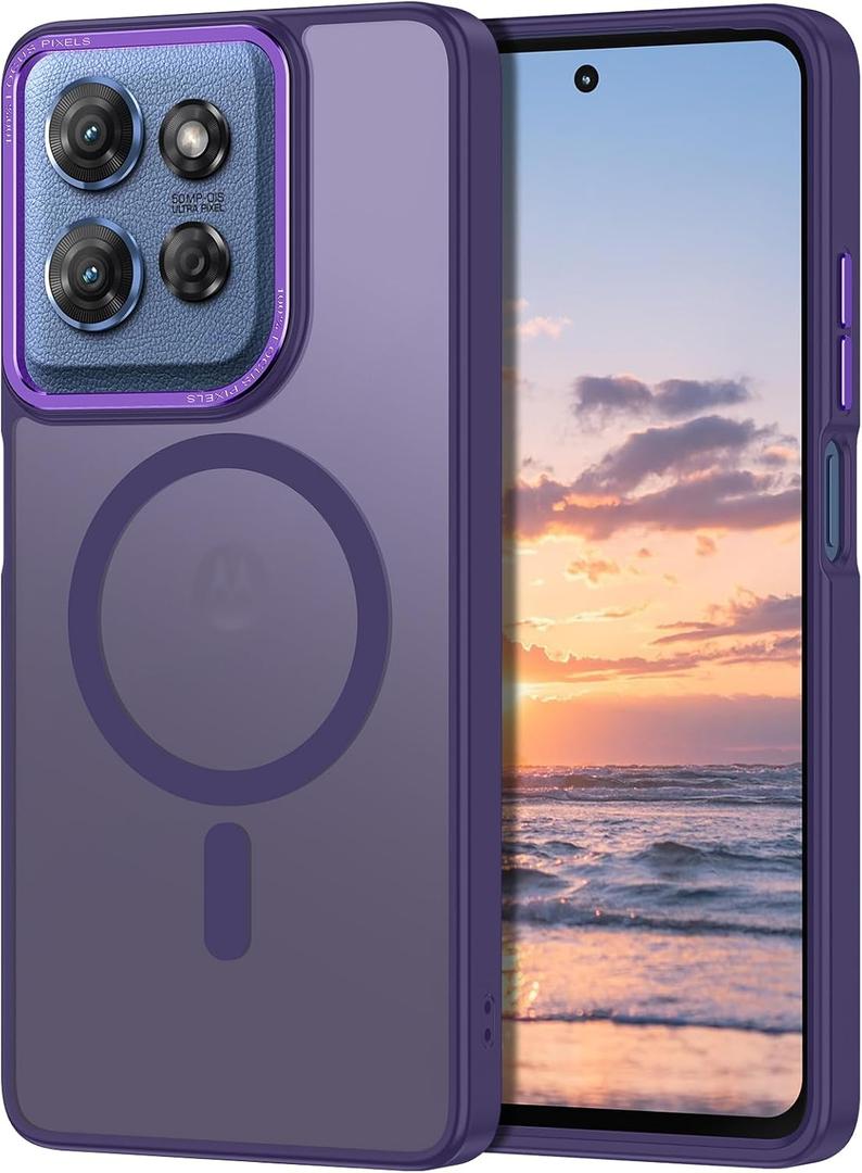 for Moto G 5G 2025 Case/Moto G Play 2025 Case, [Military Grade Drop Protection] [Compatible with MagSafe] Shockproof Slim Translucent Matte Anti-Slip Women Girls Men Protective Cover, Purple