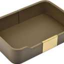 Luxury Leather Valet Tray Desktop Storage Organizer,Bedside Vanity Catchall Tray Nightstand Caddy Holder for Cosmetic, Jewelry, Watch, Keys, Phone, Wallet, Remote Controller, Pen, Olive Green (8.5" x 5.8" x 1.9")