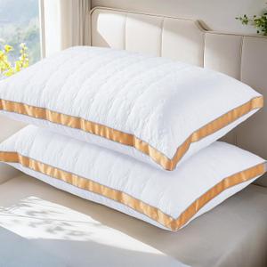 mislili Pillows Standard Size Set of 2, Hotel Quality Gusseted Bed Pillows for Side, Back, Stomach Sleepers, Soft Supportive Gusseted Standard Pillows for Sleeping, Down Alternative Filling