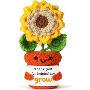 Teacher's Day Thank You Sunflower Gift for Teacher Father Mother Sister, Mini Appreciation Graduation Gifts for Friend Father College Student Women Men, Small Positive Crochet Present