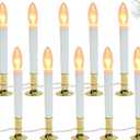 10 Pack Electric Window Candle Lights with Gold Base - Dusk to Dawn Sensor, Auto On/Off for Holiday Party Home Decor (Warm White)