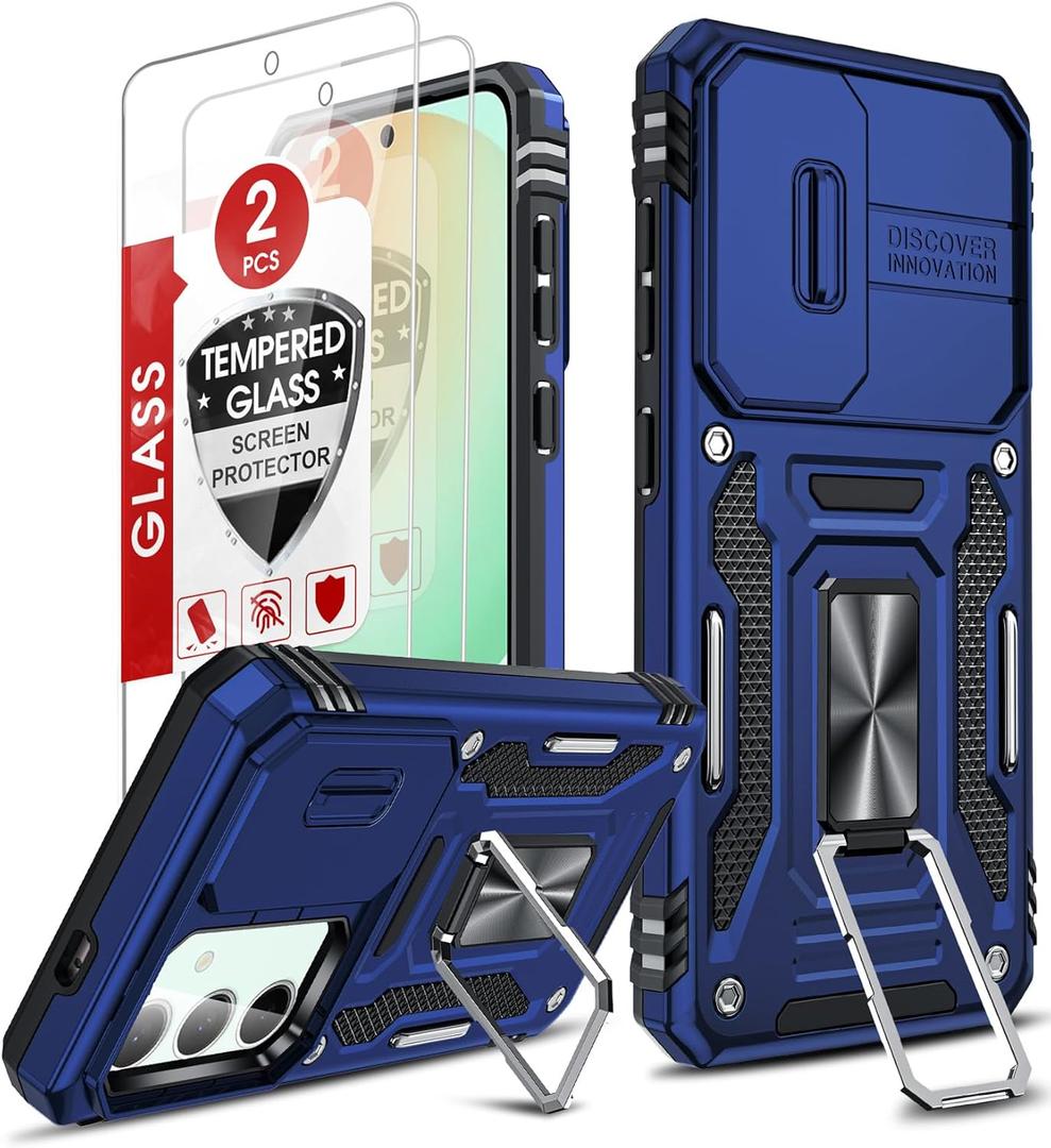 LeYi for Galaxy S25 FE Case: Samsung S25 FE Cover with Screen Protector S25 FE, Magnetic Metal Mount Stand, Slide Camera Cover & Shock Proof Military-Grade Funda para Galaxy S 25 FE, Navy Blue