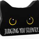 Judging You Silently Funny Bathroom Acrylic Decor Sign Black Cat Decor Cat Decor for Home Bathroom Cat Lover Gifts For Women Men