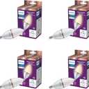 Philips Smart 40W B12 Tunable White Smart Candle-shape 4-Pack, E12, Dimmable, Indoor, Connect to Wi-Fi, Control Voice or App - Powered by WiZ Connected