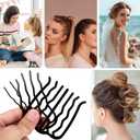 6pcs Combs, 3 Styles Black Alloy Teeth Hair Comb for Buns Stylish Updo Comb Hairstyle Accessories for Women