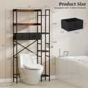 7-Tier Over the Toilet Storage Shelf, Large Bathroom Organizer with 2 Fabric Drawers, 4+3 Adjustable Side Shelves, Sturdy Freestanding Space Saver Rack with Hooks for Bedroom, Laundry, Brown, 60*24*177cm Pack of 28
