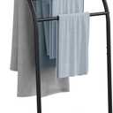 YINMIT 40 Inch Free Standing Towel Rack, 4 Tier Pool Towel Stand Outdoor, Floor Towel Holder for Bathroom, Black Metal Towel Display Rack