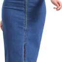 Allegra K Casual Denim Skirt for Women's Front Slit Zipper High Waist Bodycon Midi Jean Skirt, S
