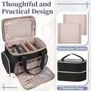 GDNasist Large Makeup Bag, Portable Travel Makeup Bag Organizer for Women Girls with 2 Removable Pouches & Detachable Dividers, Cosmetic Travel Bag, Toiletry Bag for Makeup and Hair Supplies Black