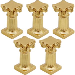 5 Miniature Roman Pillar Greek Columns, Resin Roman Column Candle Holder for Wedding Christmas Table Decoration (Gold)