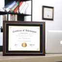 ELSKER&HOME Diploma Frames 11x14 with Mat- Solid Cherry Wood - Display 11x14 Document/Certificate with Mat or 15x18 without Mat - Wall Mount Display (Double Mat, Black Mat with Golden Rim)