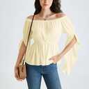 Scarlet Darkness Renaissance Shirt for Women Bell Sleeve Peasant Tops and Blouse (Yellow, XL)