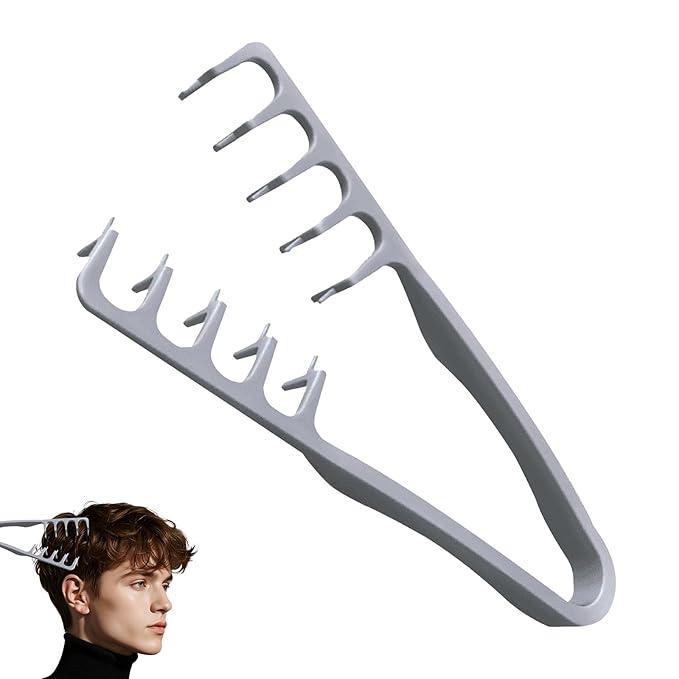2 Pcs Texture Comb, Voluminous Wide-Toothed Hair Comb, Apparatus Maximum Lift Roots Volume Tool, Barber Wide Fine-Toothed Dual-Purpose Set, ABS Plastic with Textured Grip Tool for Men (Black+Grey)