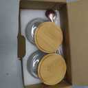 Mfacoy 2 PACK Glass Coffee Mugs with Handle & Spoon, 12 OZ Glass Coffee Cups with Bamboo Lid, Ribbed Glass Cups, Clear Tea Cup for Hot/Cold Beverages, Glassware Set for Americano, Latte, Cappuccino