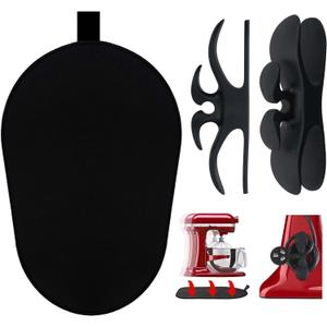 Sliding Mat for Kitchenaid Mixer with 2 Black Kitchen Accessories, Mover Slider Mat Pad for 5-8 Qt Bowl-Lift Stand Mixer, Kitchen Appliance Slider Mat Compatible with Professional 600 Stand Mixer