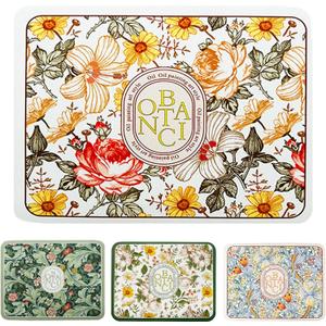 Dish Drying Mat-Upgraded Fantasy Style Draining Mat,Drying Matt Kitchen Counter,Super Absorbent Pad Non-Slip Drain Pad Quick Dry Mats (C:Floral Yellow, M:16*19 in)