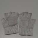 FZ FANTASTIC ZONE Winter Fingerless Gloves for Women Men, Chenille Warm Knit Work Anti-Slip Leather Half Finger Gloves Gifts