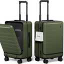 Top Opening PC Hard Shell Suitcase, 20-inch International Carry On Luggage with TSA Lock, 360 Silent Spinner Wheels, Lightweight - Ideal for Business Travel Suitcase (Green, Carry-On 20-Inch)