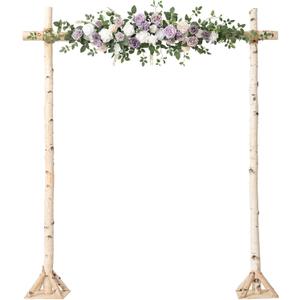 Ling's moment Wedding Arch Flowers - 6.5FT Floral Garland for Ceremony Arbor Backdrop Decoration - Artificial Rose Floral Swag for Sweetheart Table Birthday Party, Baby Shower, Purple (Prpl-lilac & Cream)