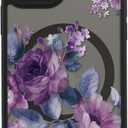 LUHOURI for iPhone 12 Case Cute - Wireless Charing Compatible,Trendy Floral Design for Women Girls,Military-Grade Shockproof Not-Slip Matte Phone Cover, Elegant Purple Floral