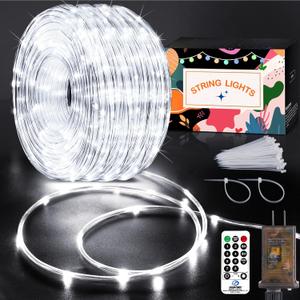 KNONEW 164FT 1000LED Rope Lights for Outside,Outdoor String Lights Waterproof 8 Modes Clear Tube Light for Indoor,Bedroom,Wedding,Garden,Patio,Christmas,Tree,Rv,Holiday Decoration(Cold White)