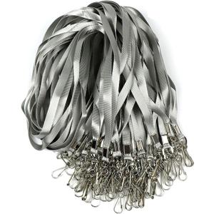 Beebel Gray Lanyard Bulk Lanyards for Id Badges Flat Lanyard with Badge Clip Swivel Hook 50 Pack (Grey)