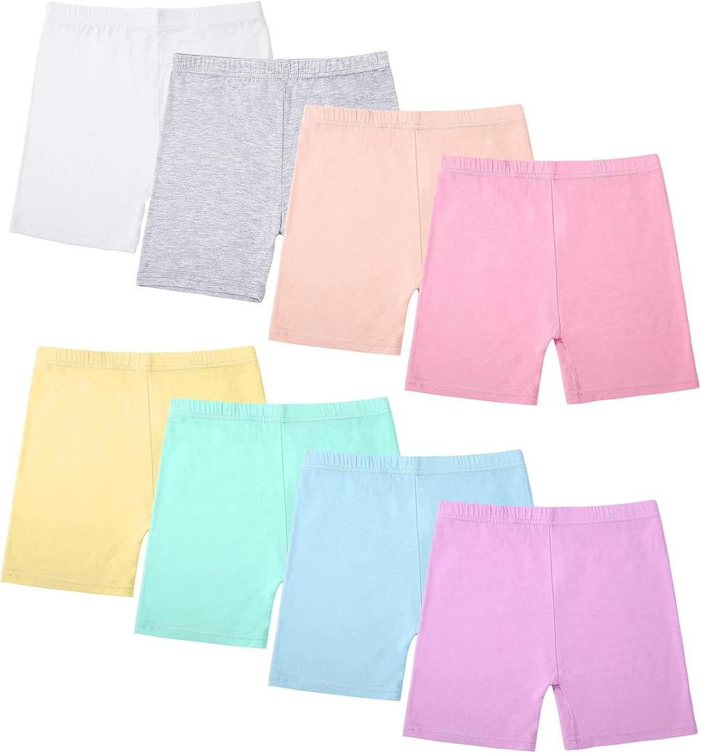 Boyiee 8 Pack Girls Toddlers Dance Shorts Bike Cartwheel Short for Kid Dance Gymnastics Safety Active Under Dress Multicolor(4-5 Years, Bright Color)