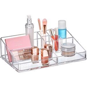 Amazing Abby - Tiffany - Acrylic Cosmetic Organizer (1-Pack), Transparent Plastic Makeup Holder, Compartmented, Shatter-Proof, Perfect Bathroom Vanity Storage Solution for Beauty Supply, Large