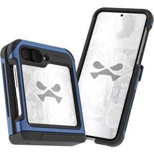 Ghostek Atomic Slim Galaxy Z Flip 6 case with Built-in Kickstand - Clear Back with Aluminum Metal Bumper, Protective Phone Case, Limited Edition Color for 2024 Samsung Z Flip 6 Case (6.7") (Blue)