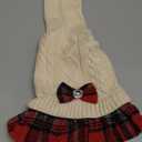 KYEESE Dog Sweater Knitwear Dog Sweaters for Small Dogs Girl Thick Dogs Clothes with Bowtie Stretchy Cat Sweaters Warm Pullover Pet Coats Soft Turtleneck Pet Sweater Dress for Cold Weather Winter (01# Beige)