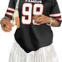 Oversized Jersey Shirts for Women Shirts Y2K Number Graphic Jerseys V Neck Cute Streetwear Tee Tops (Black, S)